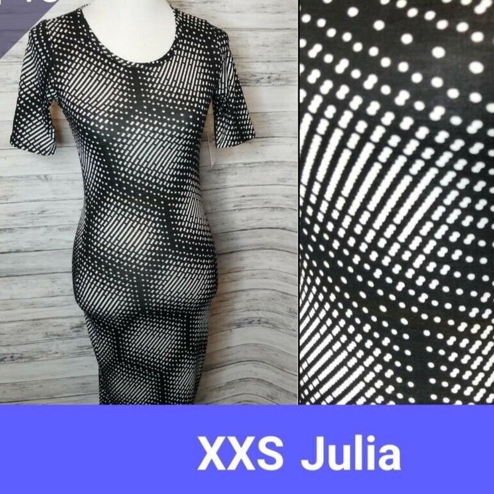LuLaRoe Julia Dress - Black and Gray - Size XXS